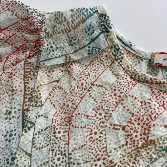 Anthropologie Eri + Ali Briony Batwing Sleeve Top Green, Orange, Blue and Ivory - Picture 12 of 16